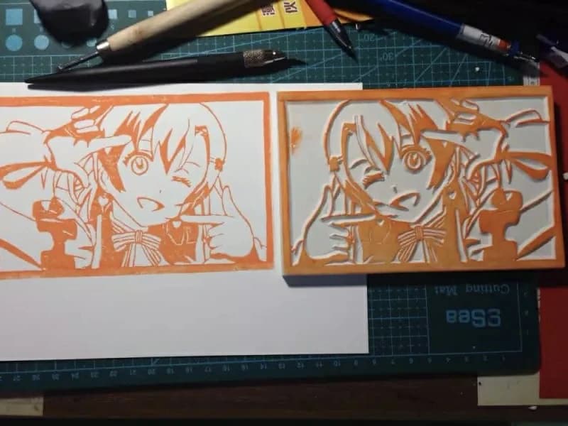 橙色橡皮章作品